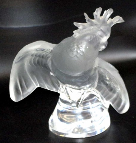 Large Lalique France crystal cockatoo sculpture the twisting...