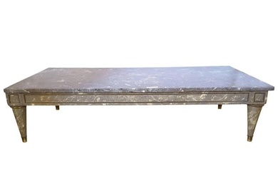 Large and Impressive Mid Century Modern marble-top coffee table with matching faux marble base