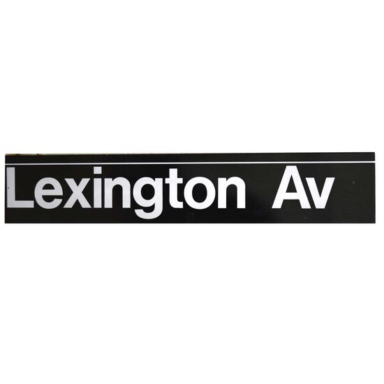 Large original American railway station enamel sign 'Lexington Av' avenue