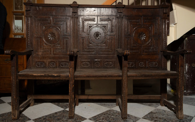 Late Gothic early 16th century Escorial Spanish style choir bench,...