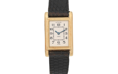 LeCoultre. An 18K gold manual wind rectangular form wristwatch Duoplan, London Import mark for 1935