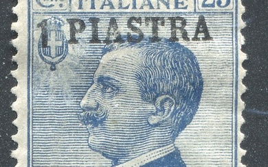 Levant (Italian post offices from 1874 to 1923) 1908 - Costantinopoli: 1st Local Issue Victor-Emmanuel III: 1p on 25c Azzurro - Sassone n 4