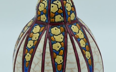 Longwy - Art Deco vase – Cachet – Earthenware and cloisonné enamels – Circa 1930