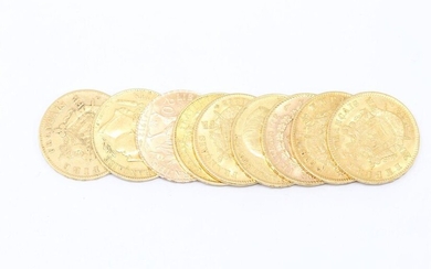 Lot composed of 9 gold coins of 20 francs