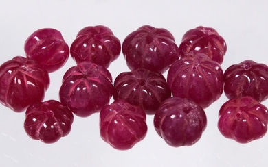 (Lot of 13) Ruby beads