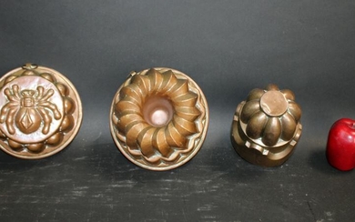 Lot of 3 French antique copper moulds