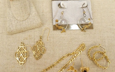 Lot of Gold Tone Sterling Silver Jewelry