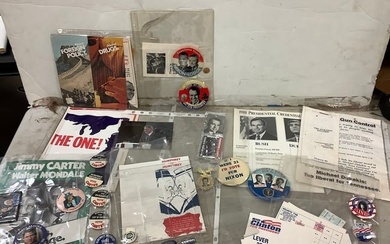 Lot of vintage political buttons and other items