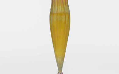 Louis C. Tiffany Furnaces, Inc. Ribbed bud vase with mount