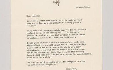 Lyndon B. Johnson Signed Letter to Merle Oberon