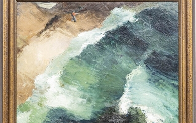 MARTIN FRIEDMAN, AMER 1896 - 1981, OIL ON CANVAS H 19" W 23" "THE SURF"