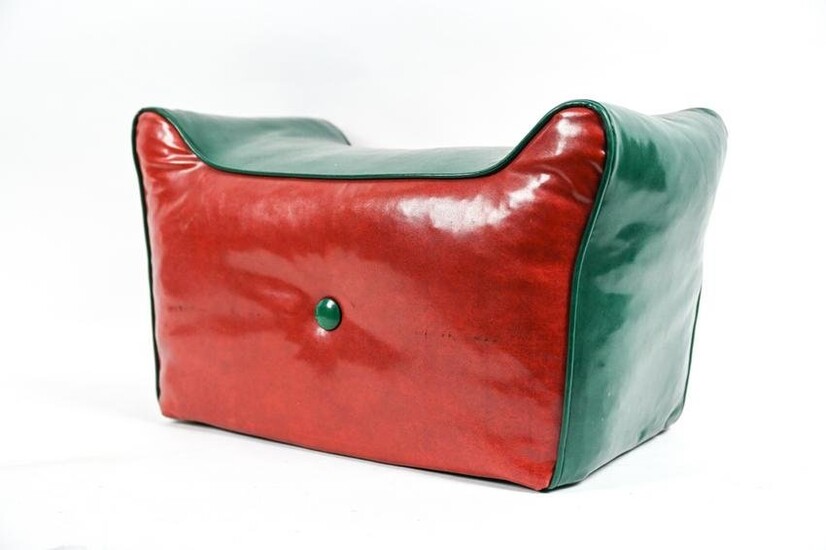 MID-CENTURY RED & GREEN LEATHERETTE SEAT
