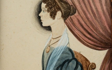 MINIATURE WATERCOLOR PORTRAIT OF A YOUNG LADY.