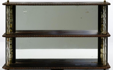 Mahogany Stained Mirror-backed Display Shelf