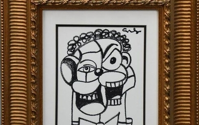 Manner of George Condo, Ink Drawing, signed upper