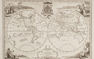 Mappa Mondo Antico Diviso Nell'Uno e bell'Altro Continente scondo la mente di Guglielmo Sanson.