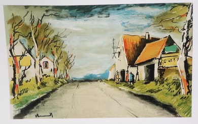 Maurice de Vlaminck (*1876-1958) "La route",Lithographie originale en couleurs, Pierre Mac Orlan, Mourlot, Sauret Paris...