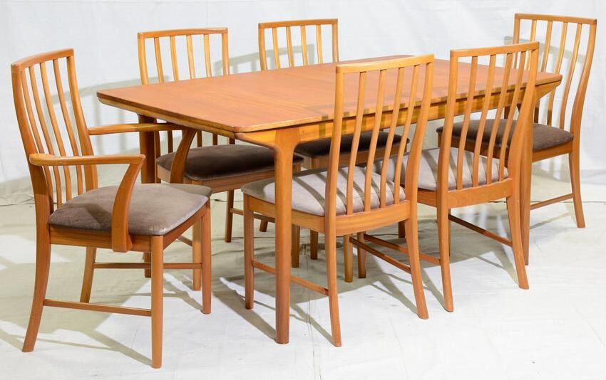 McIntosh Double Leaf Teak Table & 6 Chairs