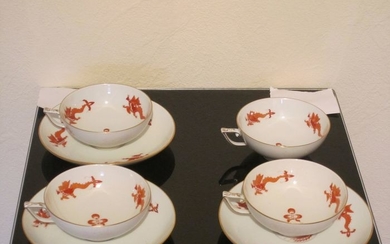 Meissen - Tea service, Dragon red tea place settings (7) - Porcelain