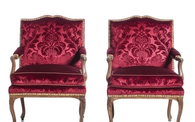 Michel Gourdin - Fauteuil, Pair of Armchairs (2) - Louis XV - Wood - First half 18th century