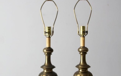 Mid-Century Brass Table Lamps Pair