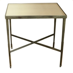 Mirrored Top Metal Side Table
