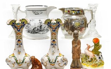 Mixed items, including: Continental polychrome Faience vases, two 18th...