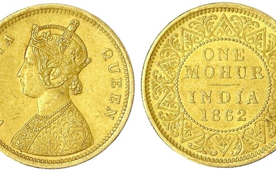 Monnaies et médailles d'or étrangères, Inde-Britannique, Victoria, 1837-1901, Mohur 1862. 11,62 g. Bon exemplaire. Krause/Mishler...