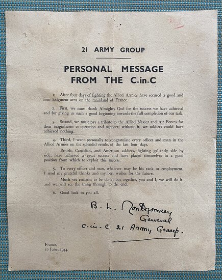 'Monty' small broadside dated 10th June 1944