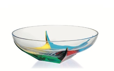 Murano Style, Venetian Multi-Color Fusion Glass Bowl by Zecchin