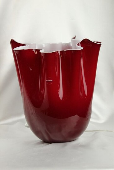 Murano.com - Table lamp, Red handkerchief lamp int. white - 30 cm - N14T30 RB