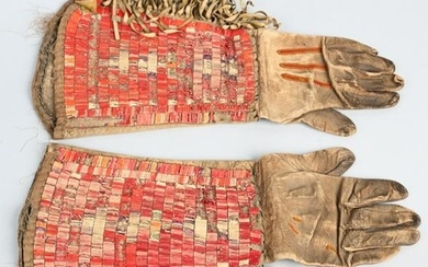 NATIVE AMERICAN DECORATED LEATHER GAUNLETS
