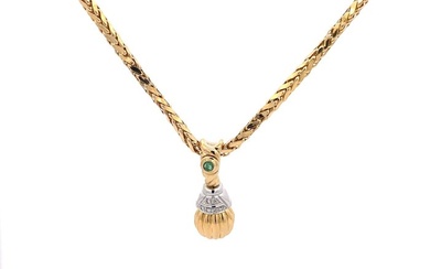Necklace with pendant Yellow gold Emerald - Diamond