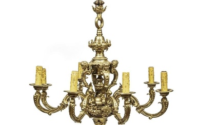 Neoclassical-Style Bronze Eight-Light Chandelier