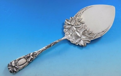 New Art by Durgin Sterling Silver Pie Server with Lilies 10 1/4" Vintage Floral