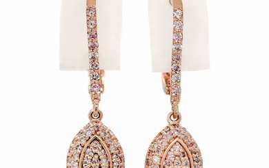 ***No Reserve Price*** 0.83 Carat Pink Diamond Earrings - 14 kt. Pink gold - Earrings