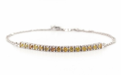 No Reserve Price - 0.90 tcw - 14 kt. White gold - Bracelet Diamond