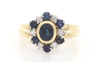 " No Reserve Price " - 0.95 ct. - 18 kt. White gold, Yellow gold - Ring Sapphire - Diamonds, Sapphires
