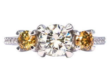 No Reserve Price - 1.29 ctw - 14 kt. White gold - Ring - 0.78 ct Diamond - Diamonds