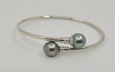 No Reserve Price - Bracelet 9x10mm Tahitian Pearls - 925 Silver