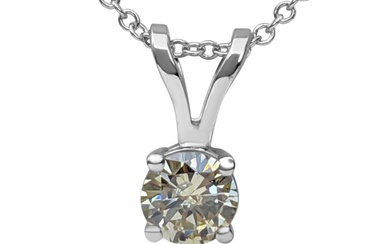 No Reserve Price - Necklace with pendant - 14 kt. White gold - 0.39 tw. Yellow Diamond (Natural coloured)
