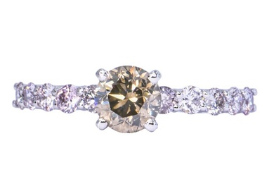 No Reserve Price - Ring - 14 kt. White gold - 1.67 tw. Grey Diamond (Natural coloured) - Diamond