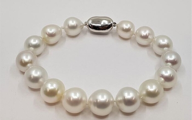 No reserve price - 925 Silver - 10.3x12.2mm Lustrous South Sea Pearls - Bracelet