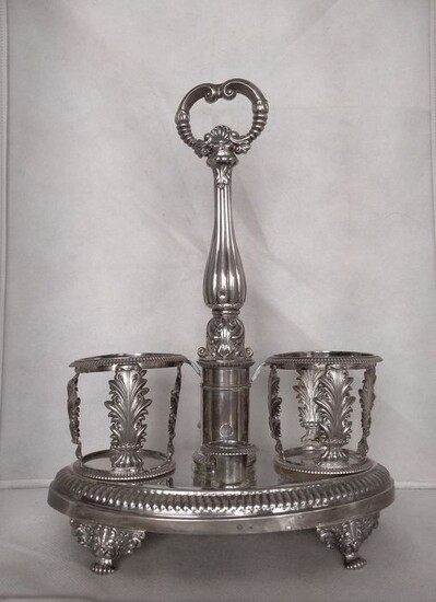 Oil and vinegar cruet stand - .950 silver - France - Early 19th century