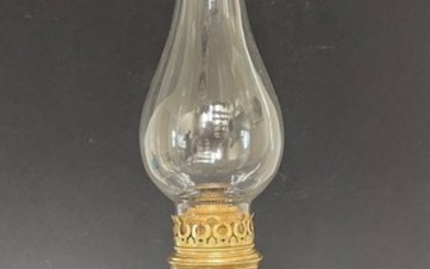 Oil lamp - Bronze, Glass, Silverplate, Zamac