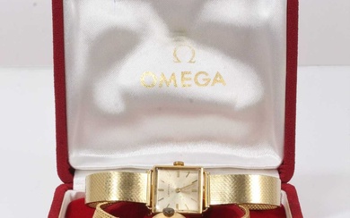 Omega 18ct gold ladies wristwatch in Omega case and a Certina 18ct gold cased wristwatch on 14ct gold bracelet