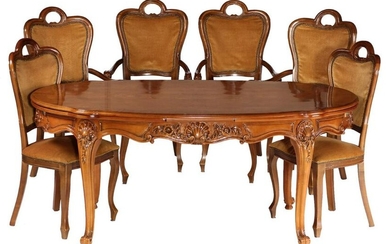 Oval extendable table with 6 chairs