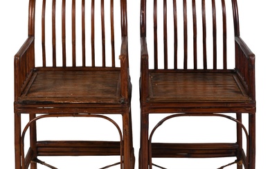 PAIR OF CHINESE RATTAN ARMCHAIRS, EARLY 20TH CENTURY