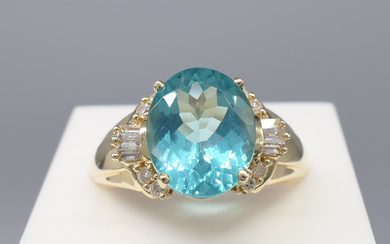 PARAIBE APATITE & DIAMOND ring.