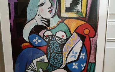 Pablo Picasso: Museum poster “Woman with Book” (1932). Unsigned. Norton Simon Museum, 1986. Offset in colours. 86×60 cm.